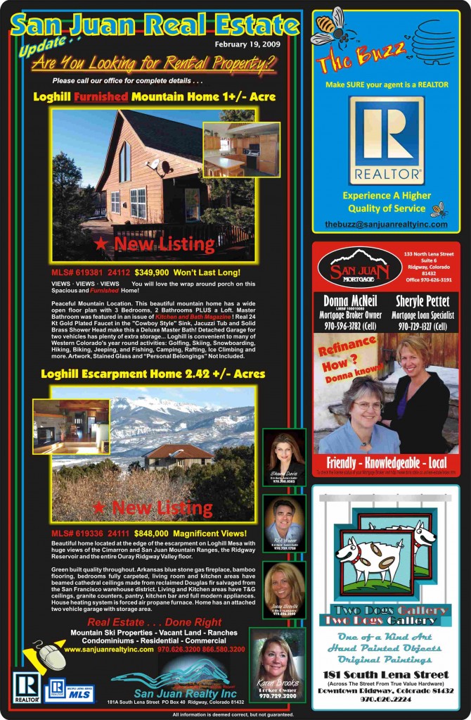 Homes in Ridgway, Ouray, Montrose and Telluride CO from San Juan Realty Inc.