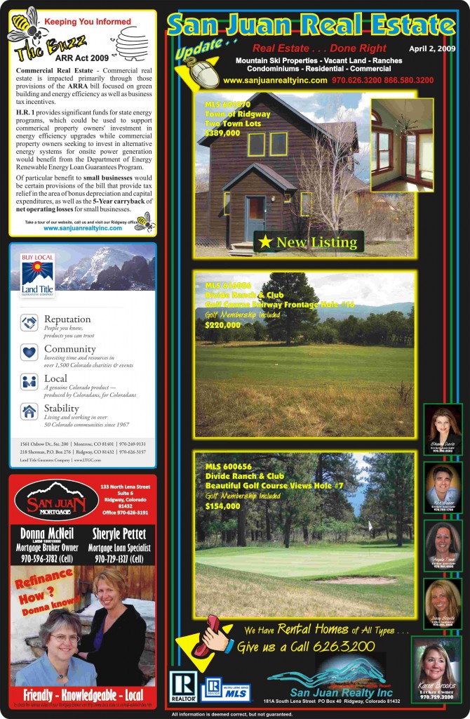 Ridgway CO - Ouray CO - Montrose CO Homes from San Juan Realty, Inc.