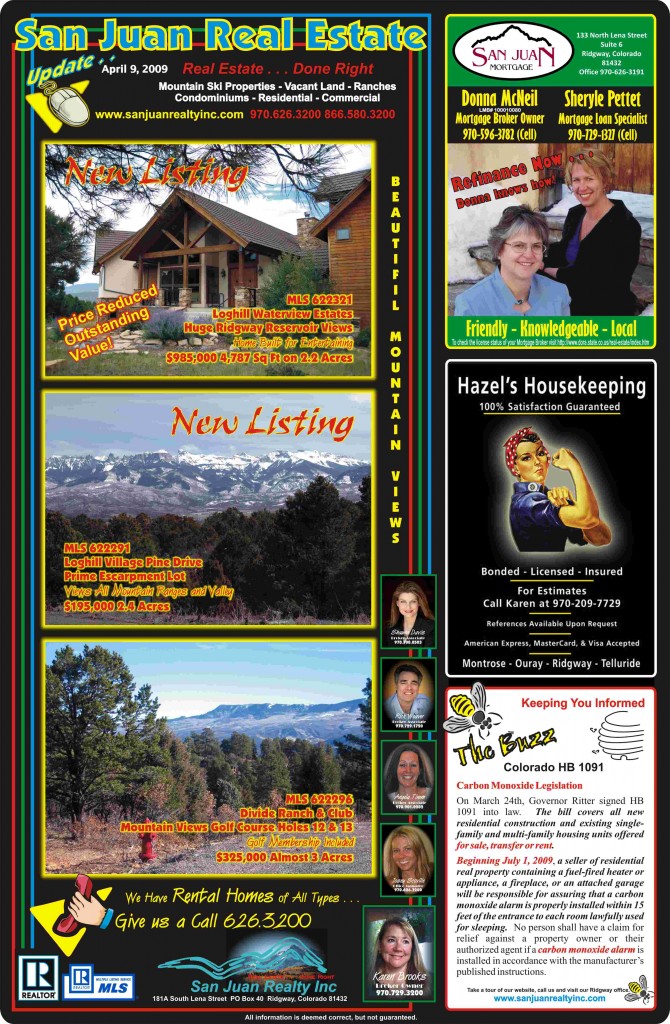 Montrose CO, Ouray CO, Ridgway CO Homes from San Juan Realty, Inc.