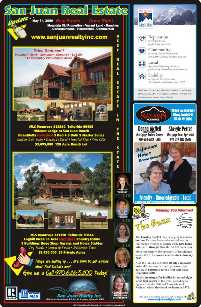 Homes in Montrose, Ouray, Ridgway and Telluride CO from San Juan Realty Inc.