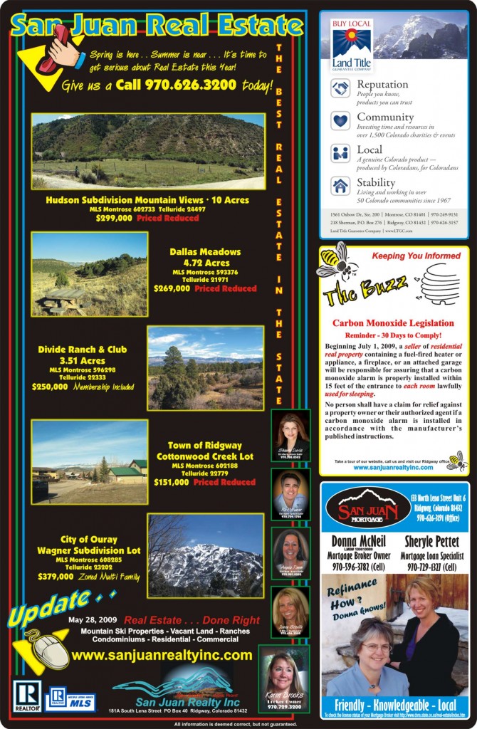 Homes in Montrose CO, Ouray CO, Ridgway CO and Telluride CO from San Juan Realty Inc.